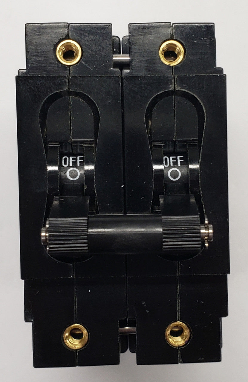 CARLING Technologies C Series circuit breaker, 50–100A, available in 1/2/3 pole configurations. Rated for 240VAC and 80VDC applications, features a robust black actuator. Designed for marine, vehicle, and industrial electrical systems. Supplied by Rimal Marine.

