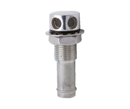 Marine tank vent constructed from chrome-plated brass for durability and corrosion resistance. Includes a 15.9mm (5/8") hose I.D. and monel mesh screen to block debris. Compatible with hulls up to 12.7mm thick. Ideal for fuel, water, or waste tank ventilation on marine vessels.