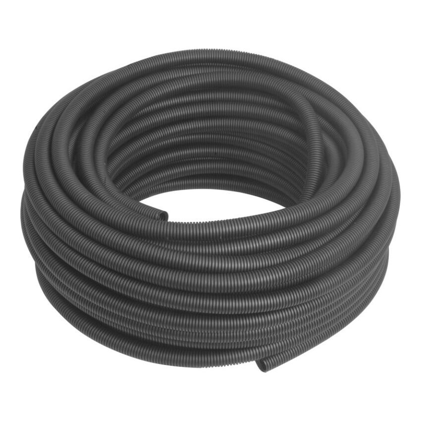Decoduct 32mm flexible PVC corrugated conduit pipe (DPL6), 20-meter roll, ideal for cable protection in electrical, marine, or industrial applications. Available in black or white finish for indoor or outdoor use. Available in Rimal Marine.