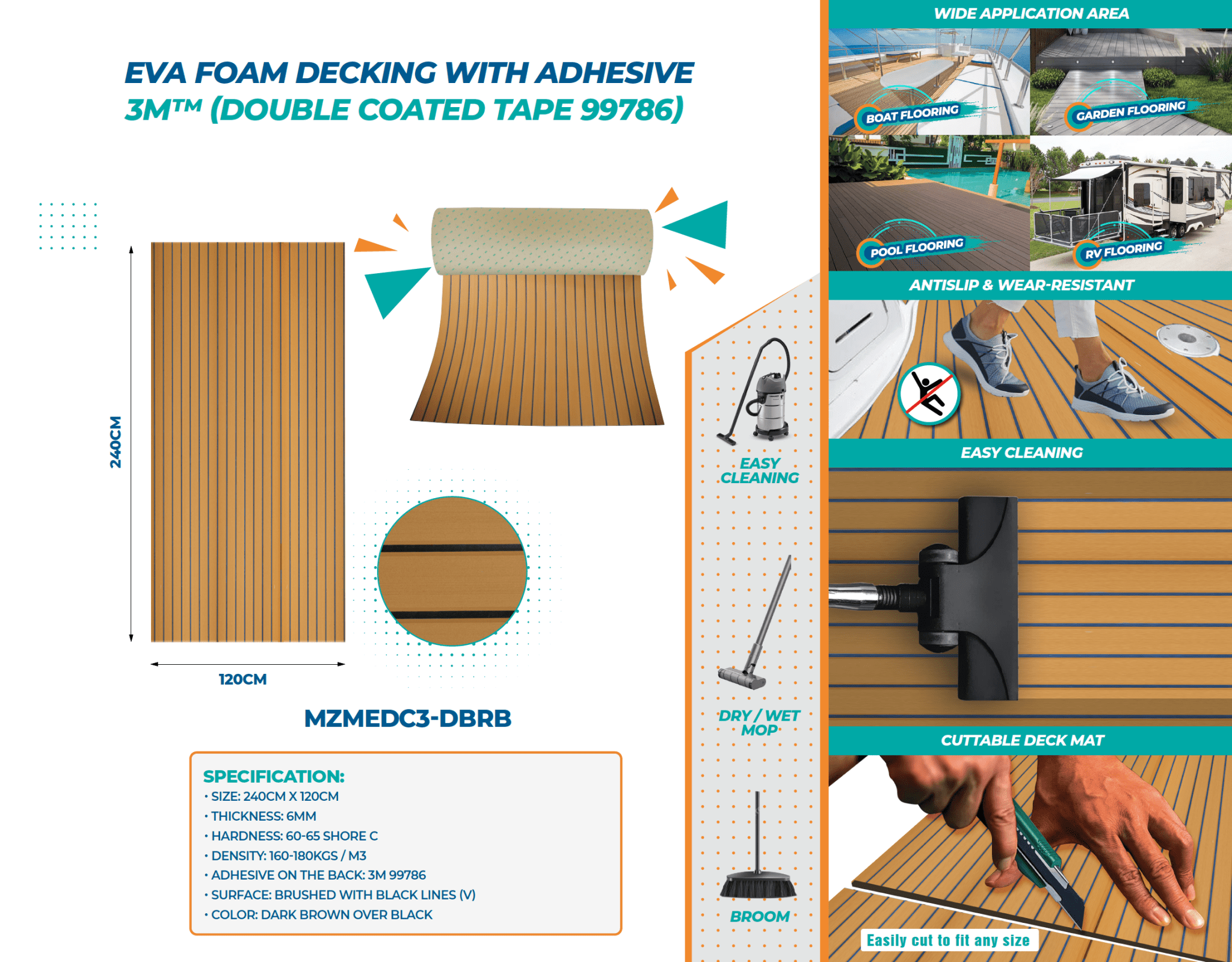EVA Foam Decking Sheet With Adhesive 3M™ - RIMAL MARINE