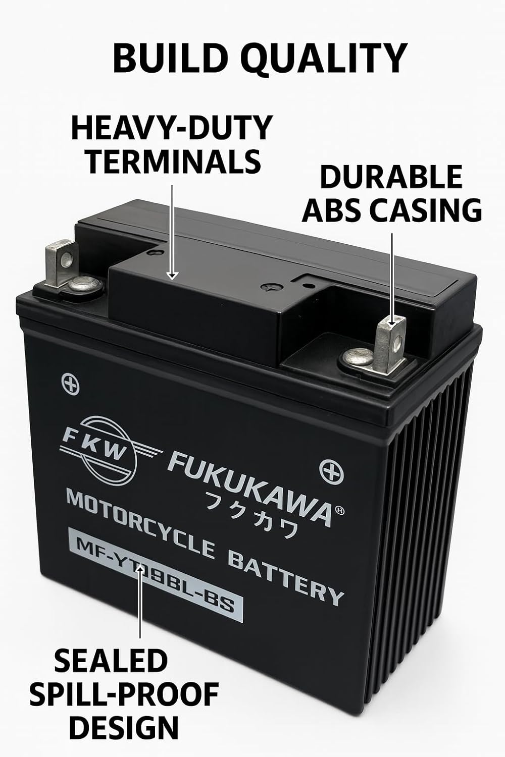 FUKUKAWA MF-YT19BL-BS 12V 19Ah Maintenance-Free Jet Ski & Motorcycle Battery – Durable Lead Acid Power Sports Battery Available in Rimal Marine