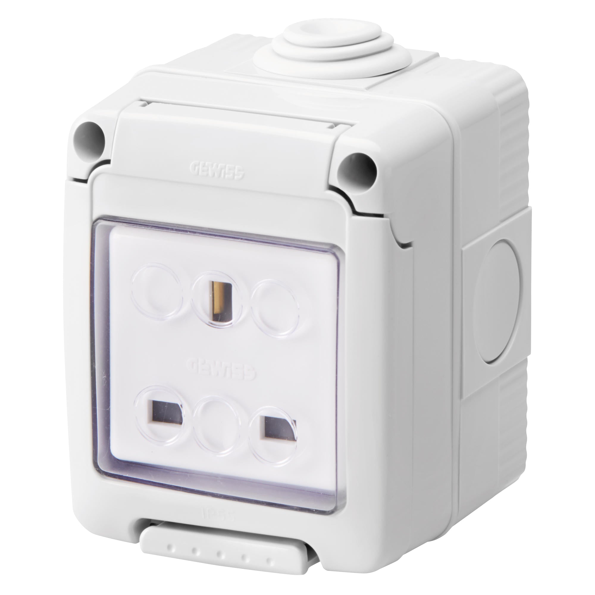 GEWISS 13A 2P+E SOCKET OUTLET UNSWITCHED IP55 GW27843G – weather-resistant electrical socket ideal for external, marine, and heavy-duty environments. Features IP55 rating for dust and water protection. Tough and dependable. Available at Rimal Marine.