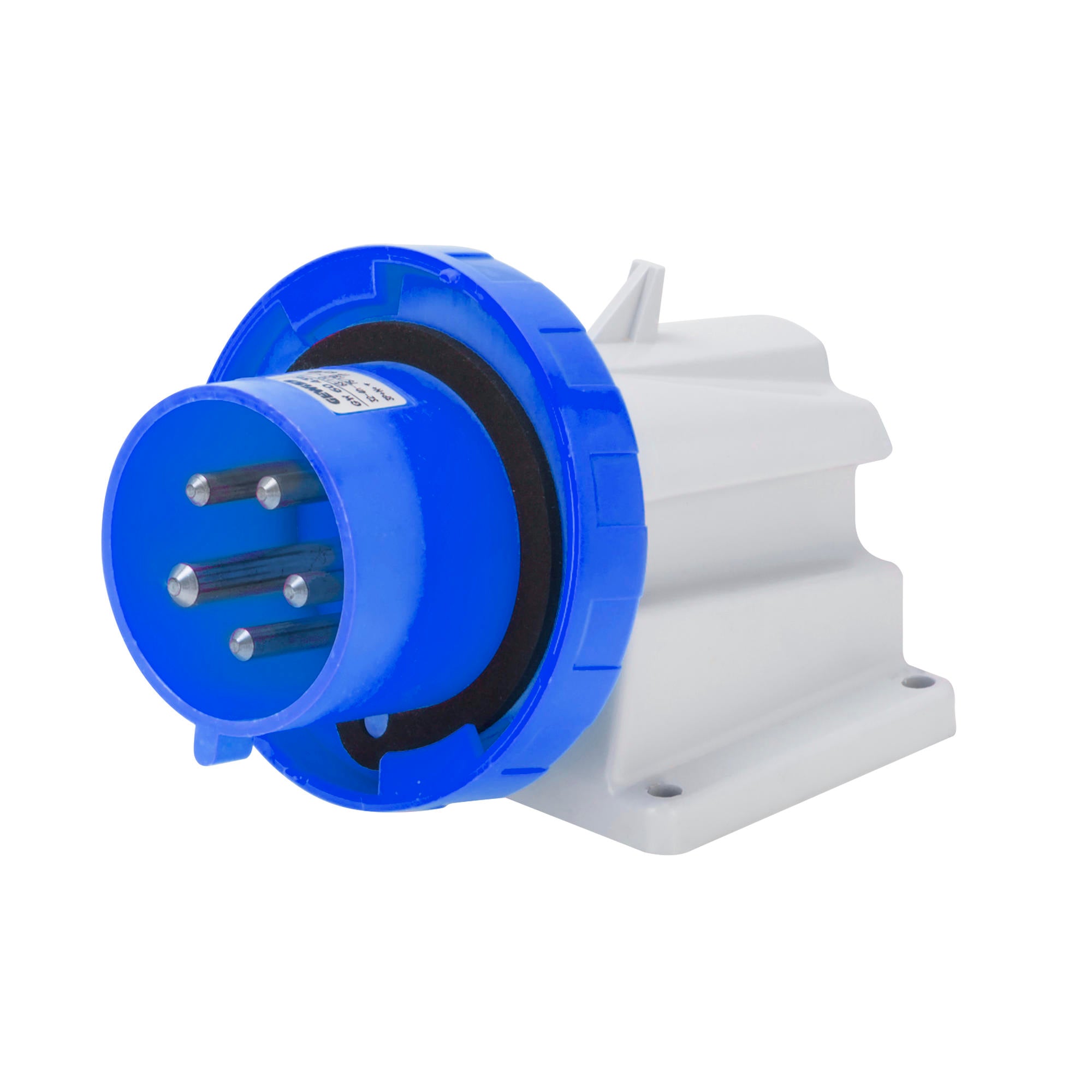 Image of GEWISS 90 Degree Inlet 32A 2P+E 230V IP67 GW60437 – durable, weatherproof electrical inlet ideal for marine and industrial power connections. Designed to withstand harsh conditions. Available at Rimal Marine.