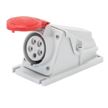 GEWISS GW62493 socket rated 32A, 3P+N+E, 380V with IP44 splash-proof design. Suitable for industrial and commercial use where dependable and safe electrical connections are needed. Built with durable materials for enhanced protection. Supplied by Rimal Marine.

