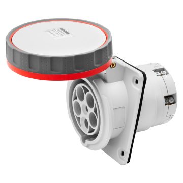 GEWISS GW63253H socket rated 63A, 3P+E, 380V with IP67 waterproof housing and Quick Fix panel mounting for fast, secure installation. Designed for marine and industrial environments requiring durable, weather-resistant, and reliable electrical connections. Supplied by Rimal Marine.