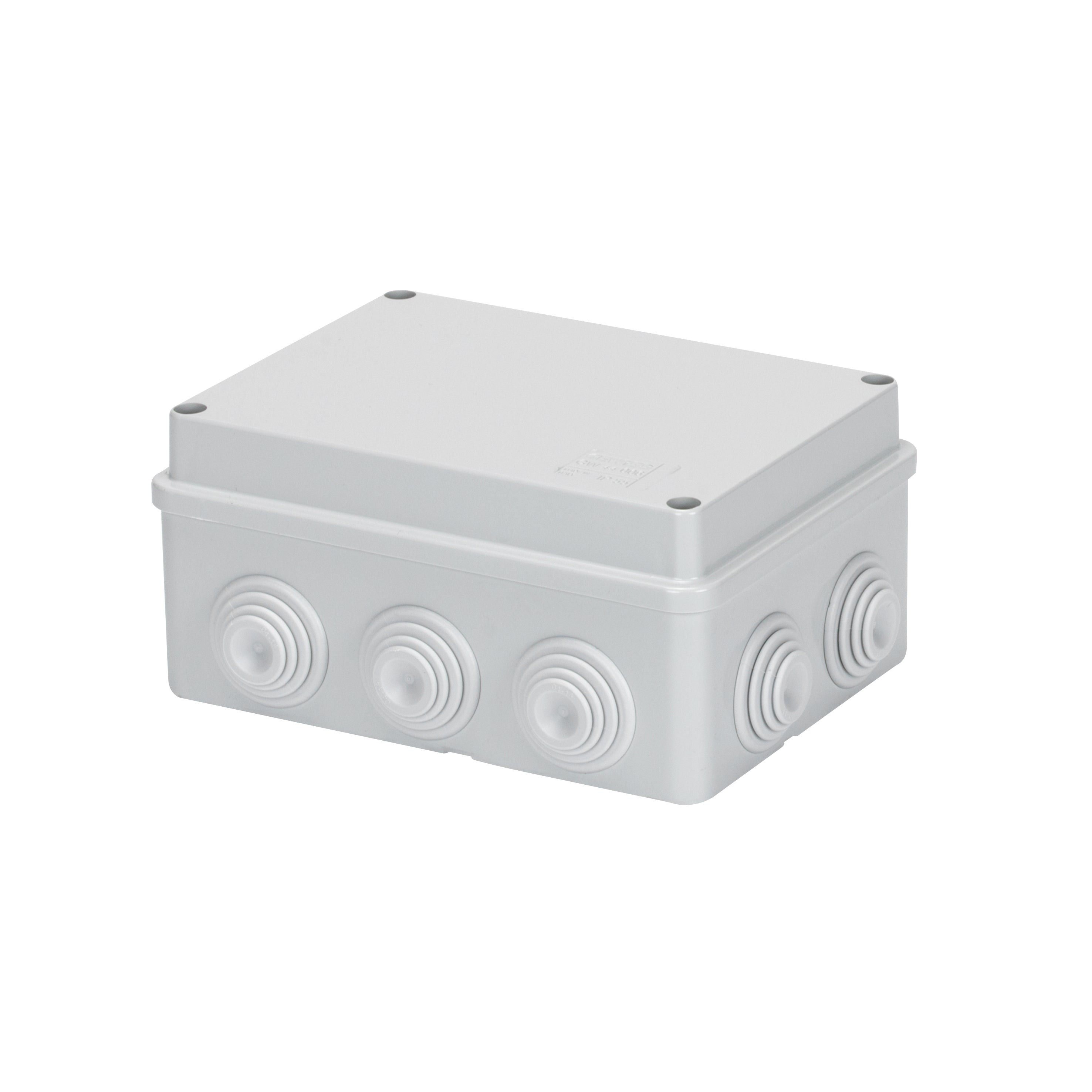 GEWISS JUNCTION BOX IP55 GW44006 – weatherproof junction box 150x110x70 mm with cable glands for safe and organized wiring. IP55-rated to protect against dust and water. Suitable for marine, outdoor, and industrial use. Available at Rimal Marine.