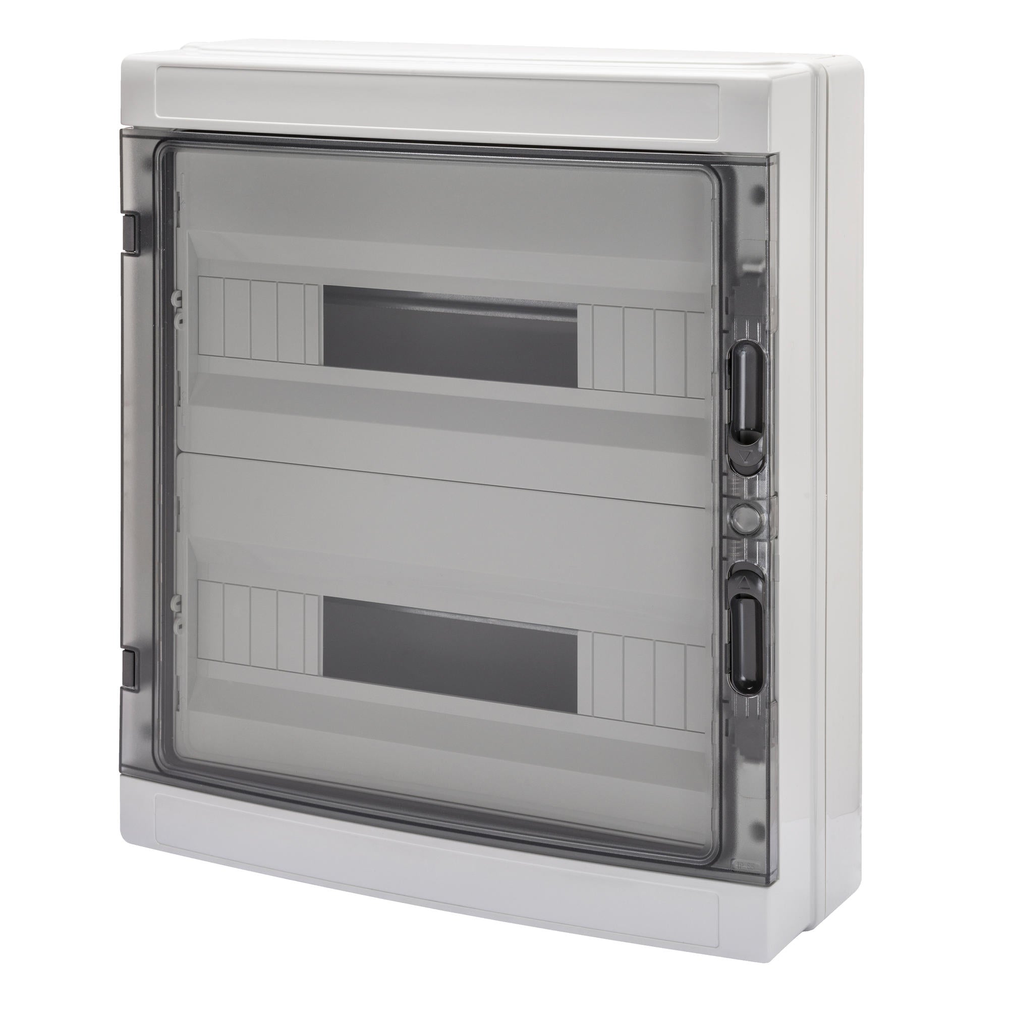 GEWISS WEATHERPROOF DB ENCLOSURE SURFACE IP65 GW40107 – 2 Row x 18 Module (410x463x140 mm) distribution board. IP65-rated weatherproof enclosure for marine and outdoor use. Strong, durable, and reliable. Available at Rimal Marine.

