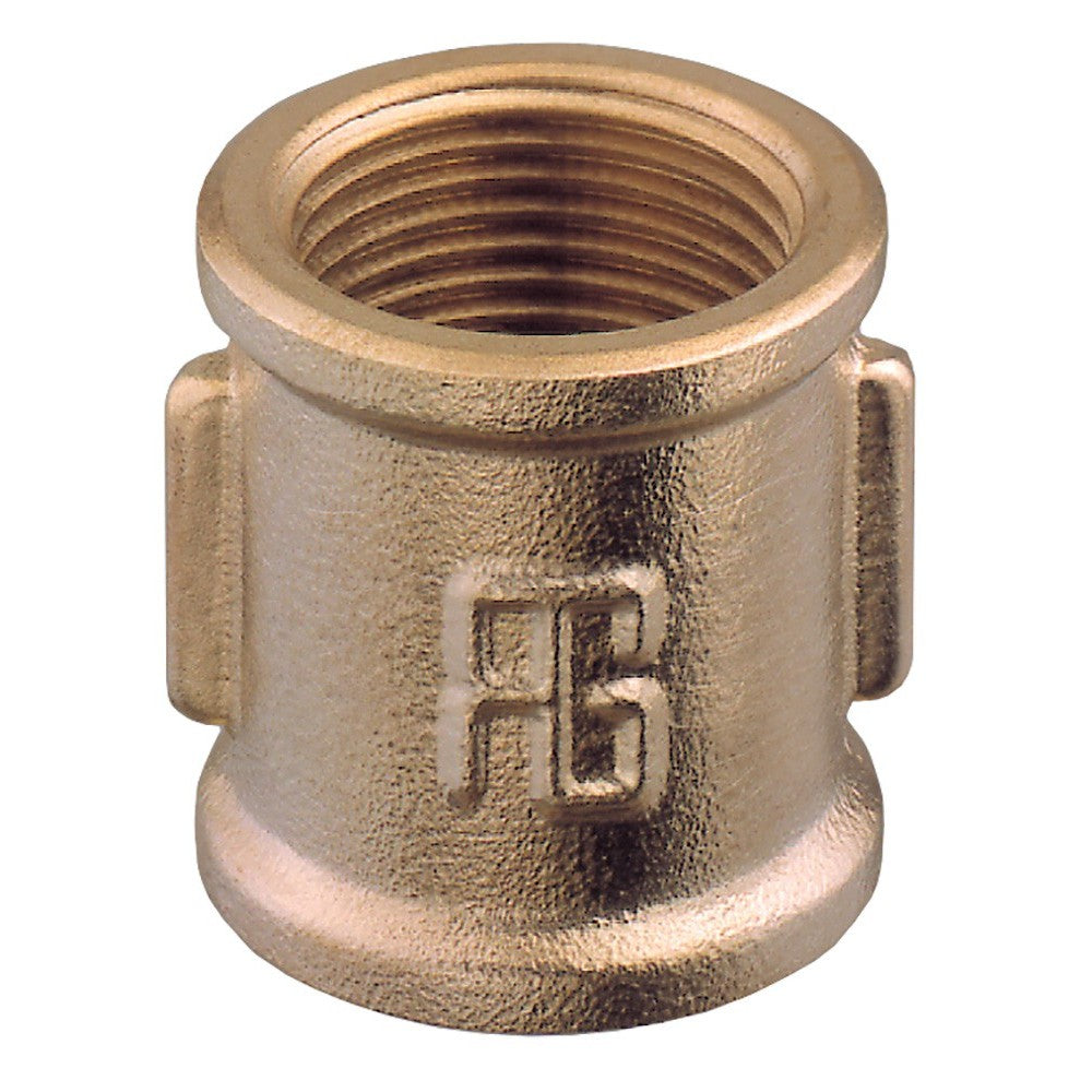 GUIDI brass equal socket female for connecting two male threaded pipes in marine systems. Constructed from corrosion-resistant brass suitable for saltwater environments. Provides secure, leak-proof connections for fresh water, fuel, and bilge plumbing on boats and yachts.