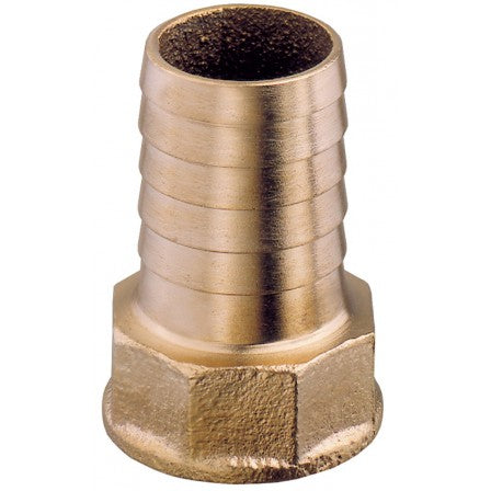 GUIDI marine-grade brass hose connector with female threaded end for secure connection to pipe fittings. Corrosion-resistant and ideal for saltwater environments. Used in marine water, bilge, and fuel systems on boats and yachts for leak-free hose integration.