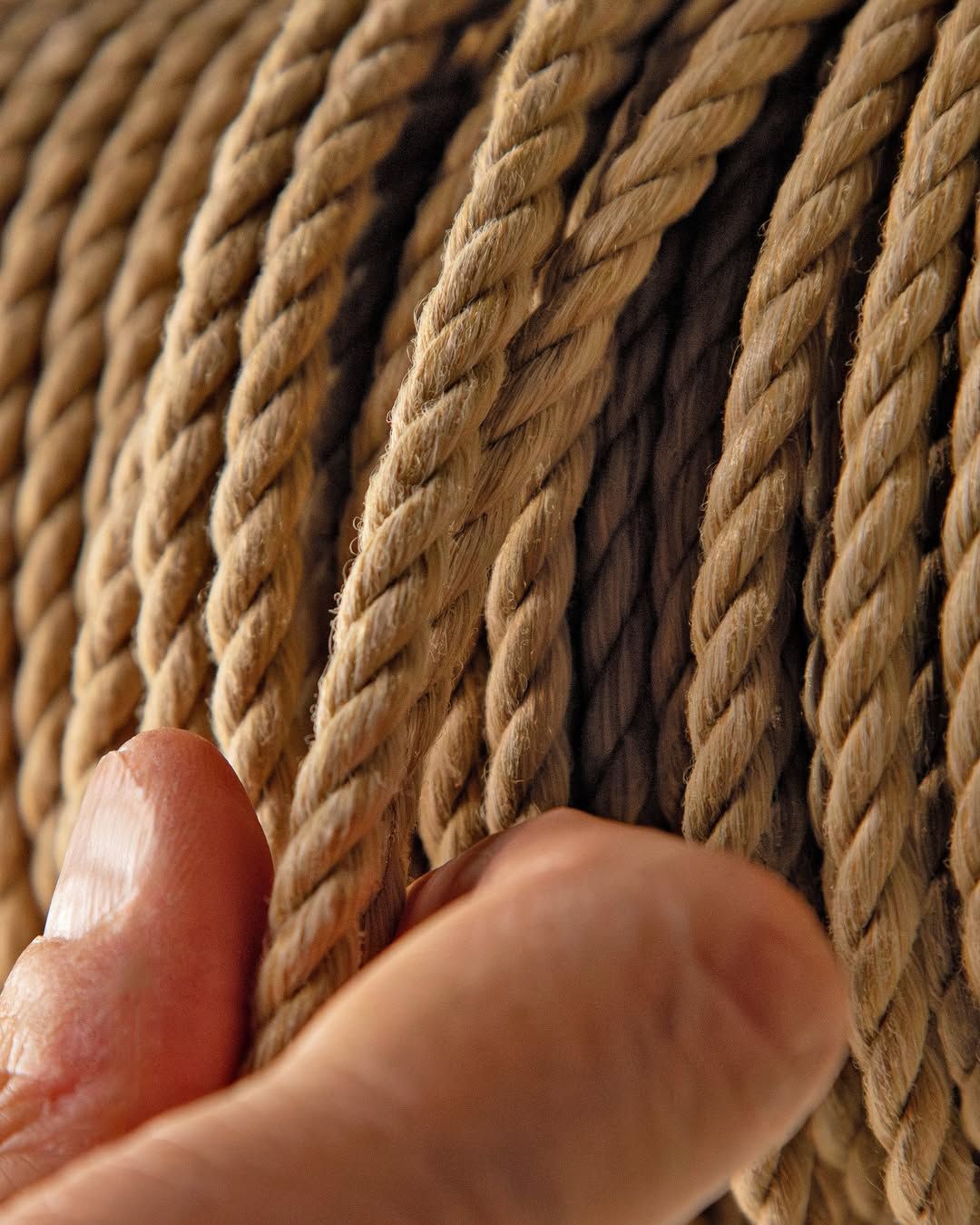 Hard Twisted Jute Rope in sizes 8mm, 10mm, 14mm, 16mm, 18mm, 20mm, 22mm, 24mm, 26mm, 28mm, 36mm, 40mm, and 48mm diameter, strong 3-stranded construction, 25kg coil, natural biodegradable fiber rope, ideal for marine, industrial, and decorative use – Made in Bangladesh – available in Rimal Marine.