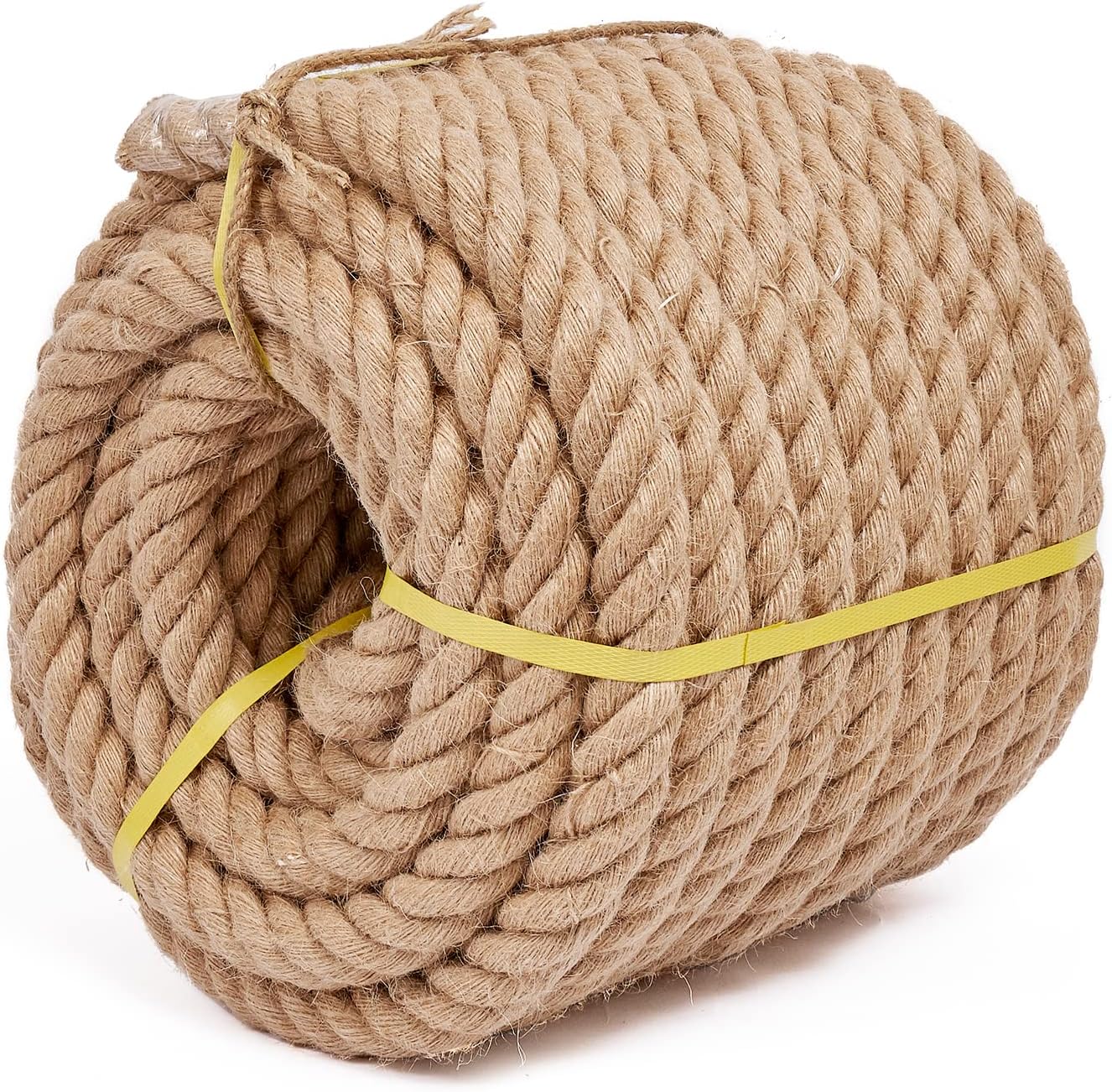 Hard Twisted Jute Rope in sizes 8mm, 10mm, 14mm, 16mm, 18mm, 20mm, 22mm, 24mm, 26mm, 28mm, 36mm, 40mm, and 48mm diameter, strong 3-stranded construction, 25kg coil, natural biodegradable fiber rope, ideal for marine, industrial, and decorative use – Made in Bangladesh – available in Rimal Marine.