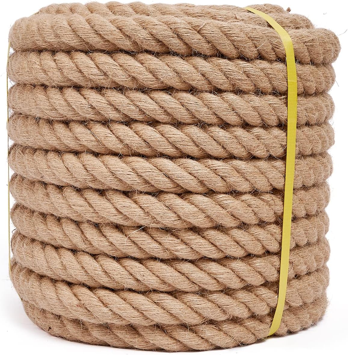 Hard Twisted Jute Rope in sizes 8mm, 10mm, 14mm, 16mm, 18mm, 20mm, 22mm, 24mm, 26mm, 28mm, 36mm, 40mm, and 48mm diameter, strong 3-stranded construction, 25kg coil, natural biodegradable fiber rope, ideal for marine, industrial, and decorative use – Made in Bangladesh – available in Rimal Marine.