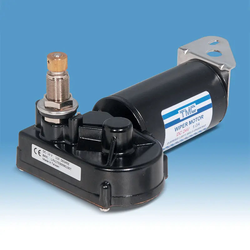 Heavy-duty marine wiper motor with 2-speed function, 1.0" shaft, and left-side self-parking. Works on 12V or 24V systems with high torque for tough marine use. Ideal for boats, yachts, and vessels operating in harsh weather and saltwater conditions.

