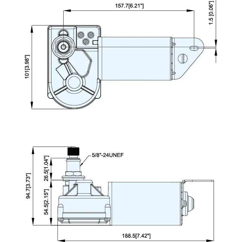 Heavy-duty marine wiper motor with 2-speed function, 1.0" shaft, and left-side self-parking. Works on 12V or 24V systems with high torque for tough marine use. Ideal for boats, yachts, and vessels operating in harsh weather and saltwater conditions.

