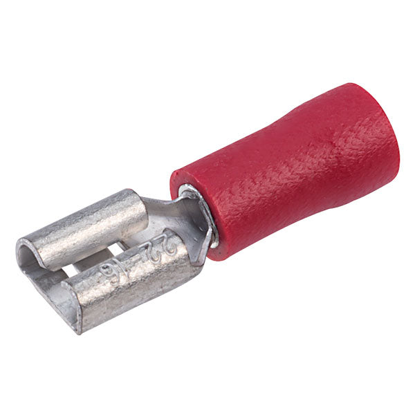 High-quality insulated 6.3mm blade spade terminal for wire sizes 0.5-6mm². Used for secure and quick electrical connections in marine, automotive, and industrial wiring. Color-coded insulation provides easy identification and protection. Available now from Rimal Marine.