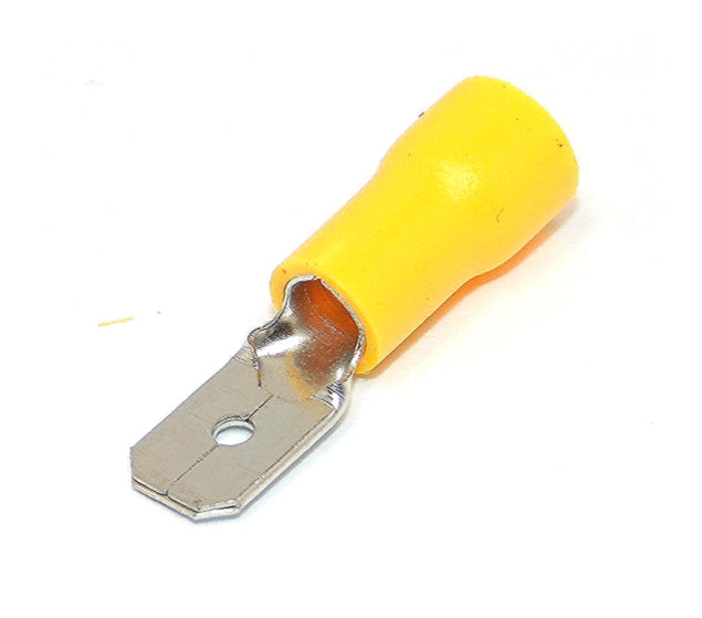 High-quality insulated 6.3mm blade spade terminal for wire sizes 0.5-6mm². Used for secure and quick electrical connections in marine, automotive, and industrial wiring. Color-coded insulation provides easy identification and protection. Available now from Rimal Marine.

