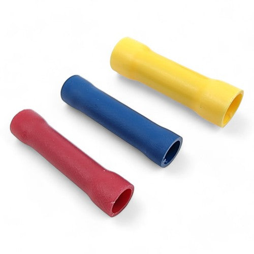 Insulated straight butt connectors for secure wire splicing and electrical continuity. Fits wire sizes 0.5–6mm². Color-coded insulation for quick identification. Ideal for marine, automotive, and industrial use. Durable and easy to crimp. Available from Rimal Marine.