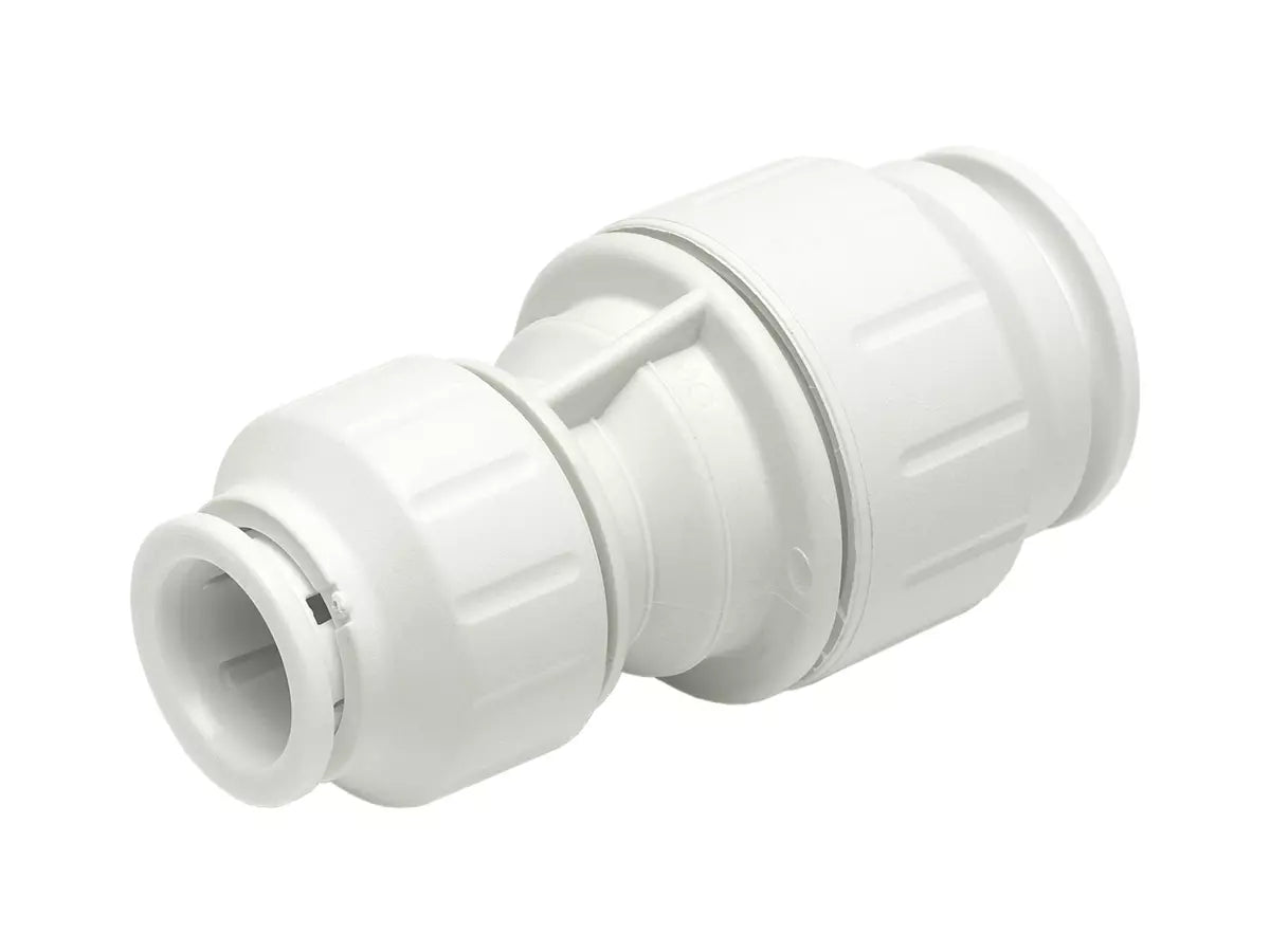 JG Speedfit Reducing Straight Connector for joining 15mm to 10mm or 22mm to 15mm pipes. Push-fit fitting for quick, tool-free installation in water and heating systems. Durable, reusable, and leak-resistant. Compatible with PEX, copper, and polybutylene pipe. Flame-free install.

