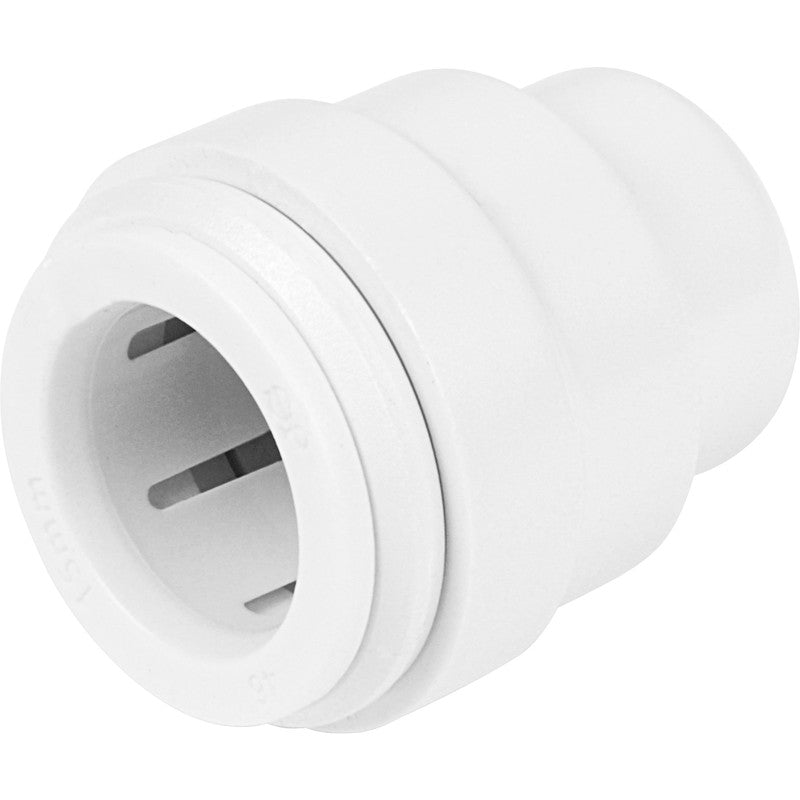 JG Speedfit Stop End Plug Connector for securely sealing 15mm and 22mm pipe ends. Push-fit design with stainless steel Grip & Seal™ collet ensures easy, tool-free installation. Reusable, flame-free, and leak-resistant. Compatible with copper, PEX, and polybutylene pipes.

