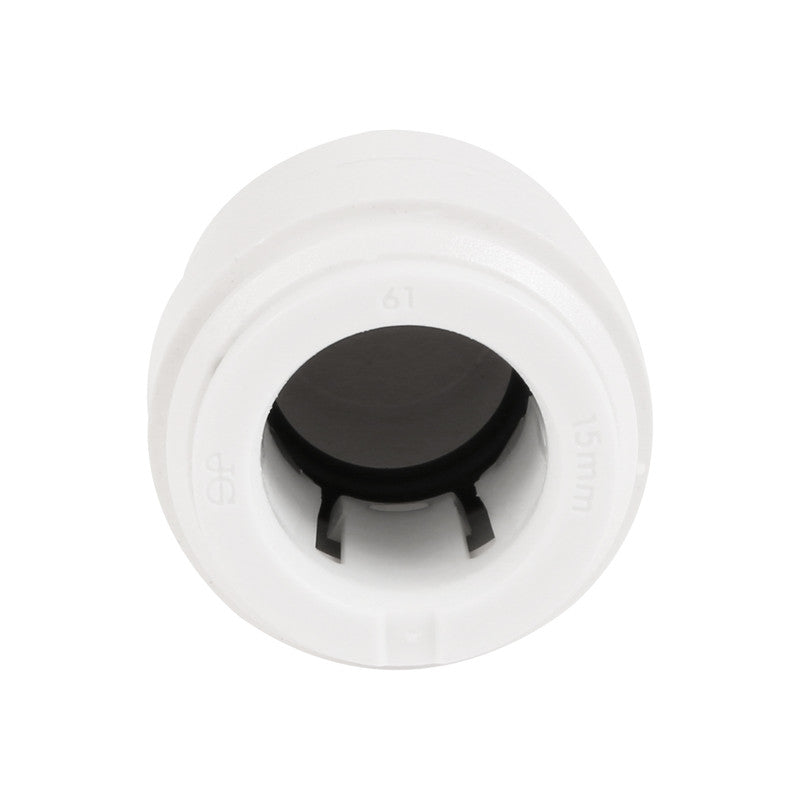 JG Speedfit Stop End Plug Connector for securely sealing 15mm and 22mm pipe ends. Push-fit design with stainless steel Grip & Seal™ collet ensures easy, tool-free installation. Reusable, flame-free, and leak-resistant. Compatible with copper, PEX, and polybutylene pipes.


