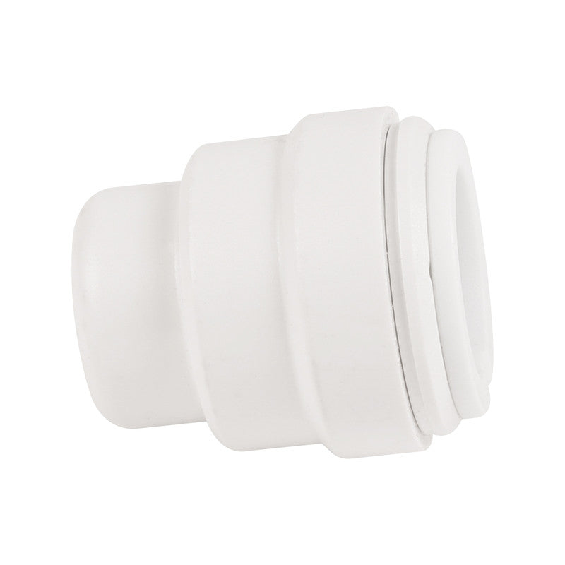 JG Speedfit Stop End Plug Connector for securely sealing 15mm and 22mm pipe ends. Push-fit design with stainless steel Grip & Seal™ collet ensures easy, tool-free installation. Reusable, flame-free, and leak-resistant. Compatible with copper, PEX, and polybutylene pipes.

