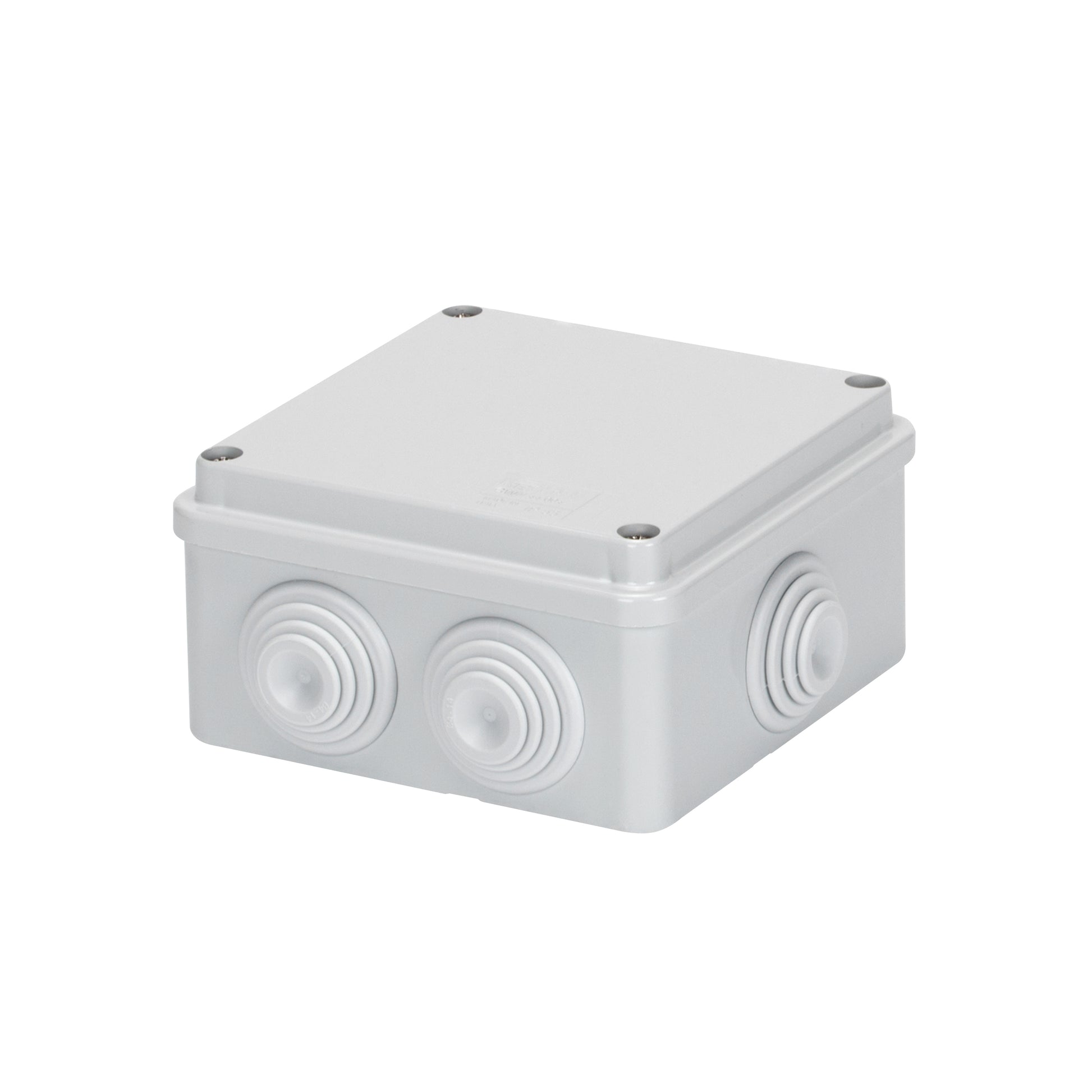 JUNCTION BOX WITH PLAIN SCREWED LID IP55 GW44004 – small IP55-rated junction box with 100x100x50 mm internal dimensions, plain screwed lid, and cable glands for organized wiring. Suitable for marine, industrial, and outdoor use. Durable and weatherproof. Available at Rimal Marine.

