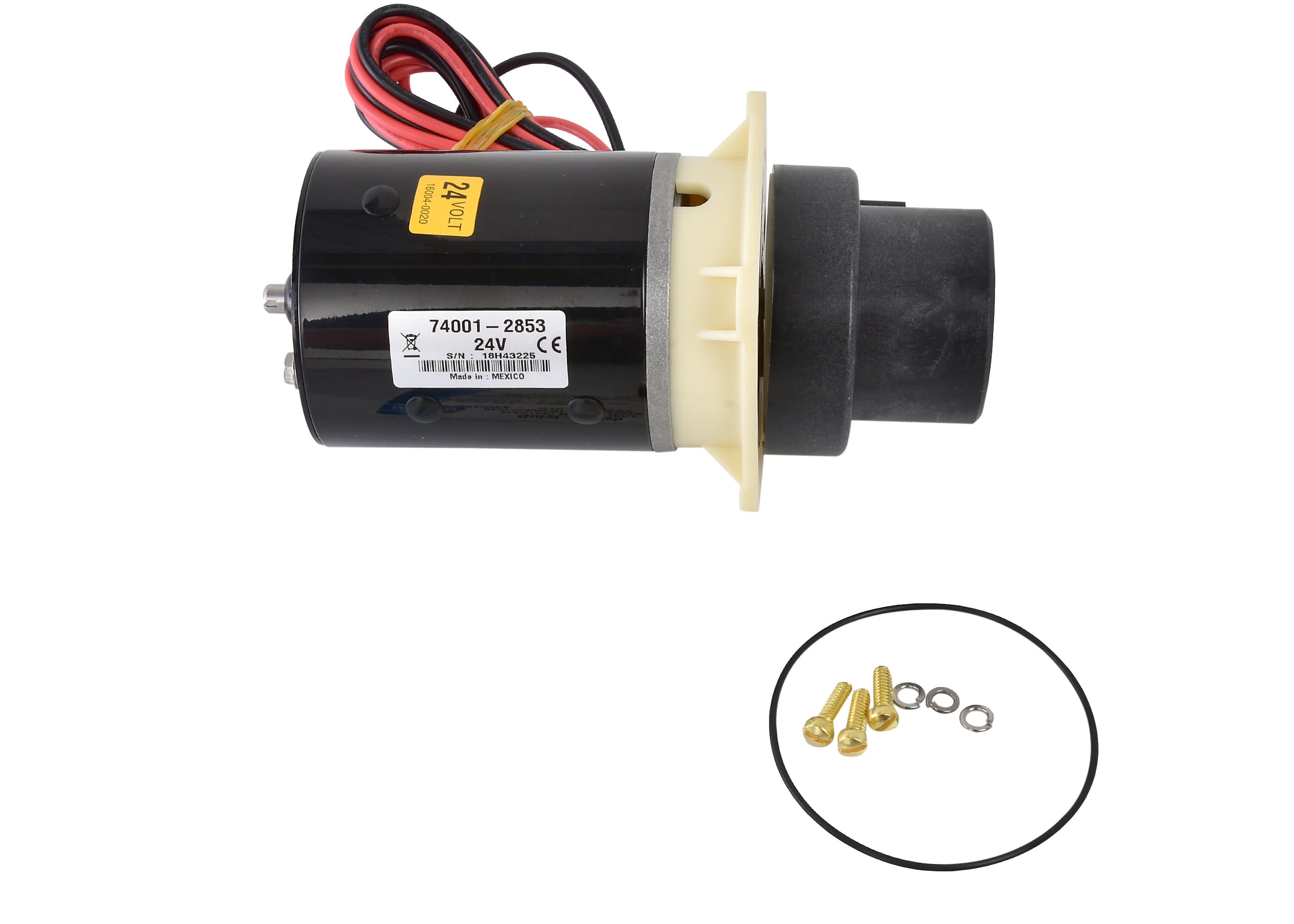 Jabsco replacement motor and pump assembly for compact and deluxe electric toilets. Available in 12V (37072-0092) and 24V (37072-0094). Compatible with Jabsco 37045, 37245, 37055, 37255, 37075, and 37275 marine toilet models. Corrosion-resistant and marine-grade.

