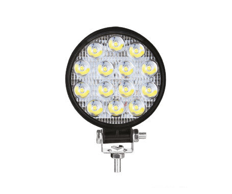 LED Round Waterproof Work Light 42W, model LEDWL-R-01, with rugged waterproof design for marine and outdoor use. Provides powerful and efficient lighting for boats, workshops, and heavy-duty tasks. Available in Rimal Marine in UAE.

