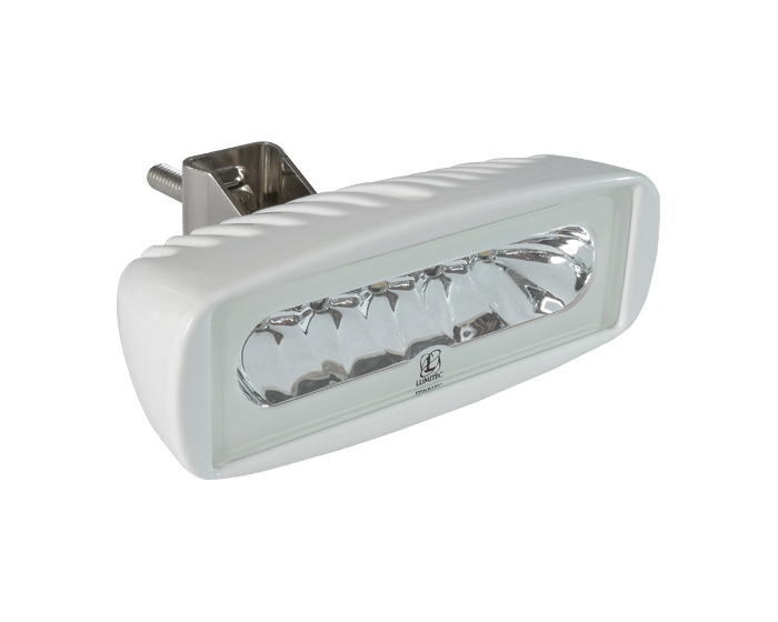 LUMITEC Caprera2 LED Flood Light bracket‑mounted design, IP 67 waterproof, 16 W, 1 000 lumens white with blue/red/amber dual‑color output via TTP dimming. Compact die‑cast aluminum body built for marine and industrial use. Available in Rimal Marine in UAE.