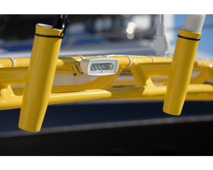 LUMITEC Caprera2 LED Flood Light bracket‑mounted design, IP 67 waterproof, 16 W, 1 000 lumens white with blue/red/amber dual‑color output via TTP dimming. Compact die‑cast aluminum body built for marine and industrial use. Available in Rimal Marine in UAE.

