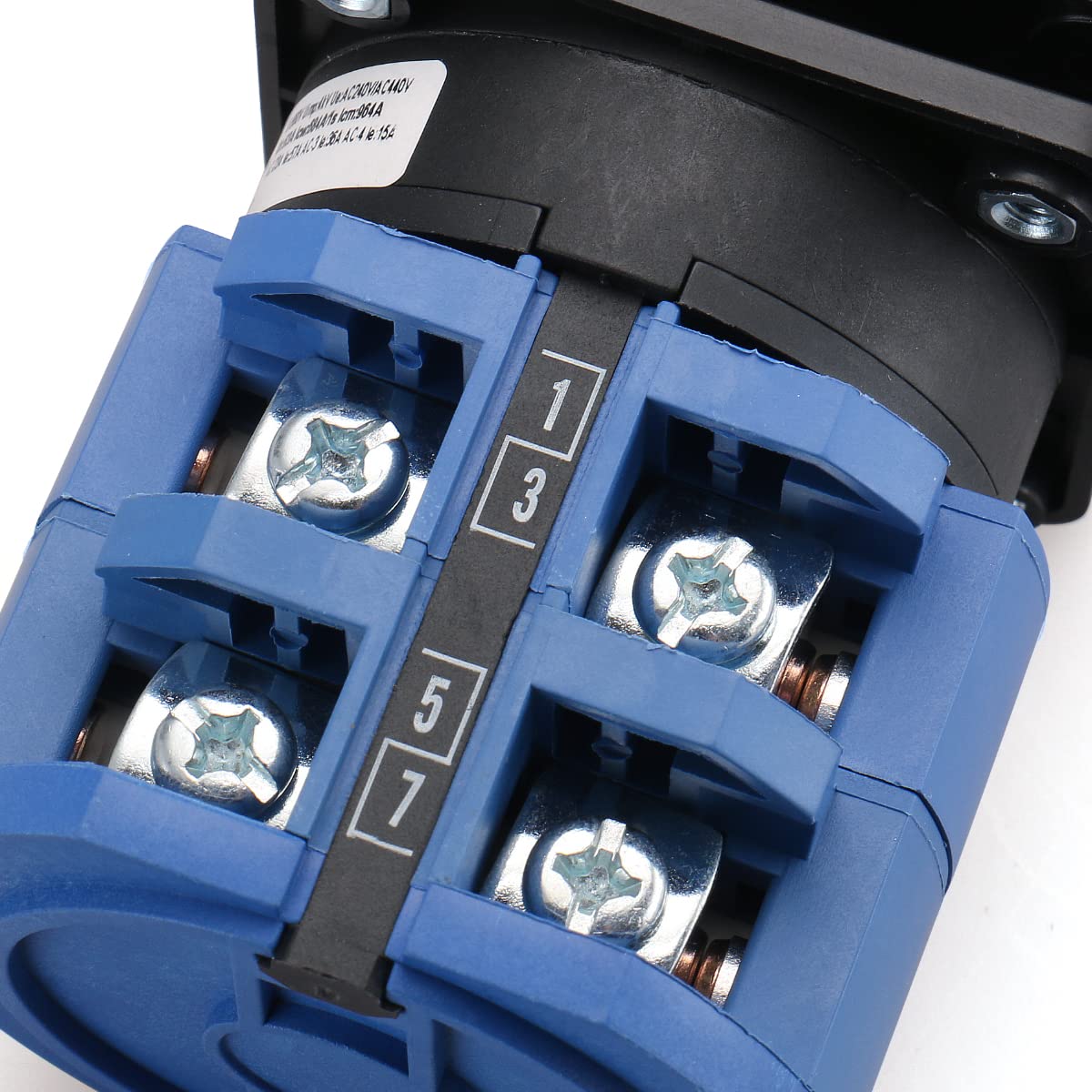Universal rotary selector changeover cam switch LW26-63A-8 rated at 63A with 8 terminals and 3-position functionality, ideal for 3-phase systems in industrial and marine setups. Durable, reliable solution from Rimal Marine.