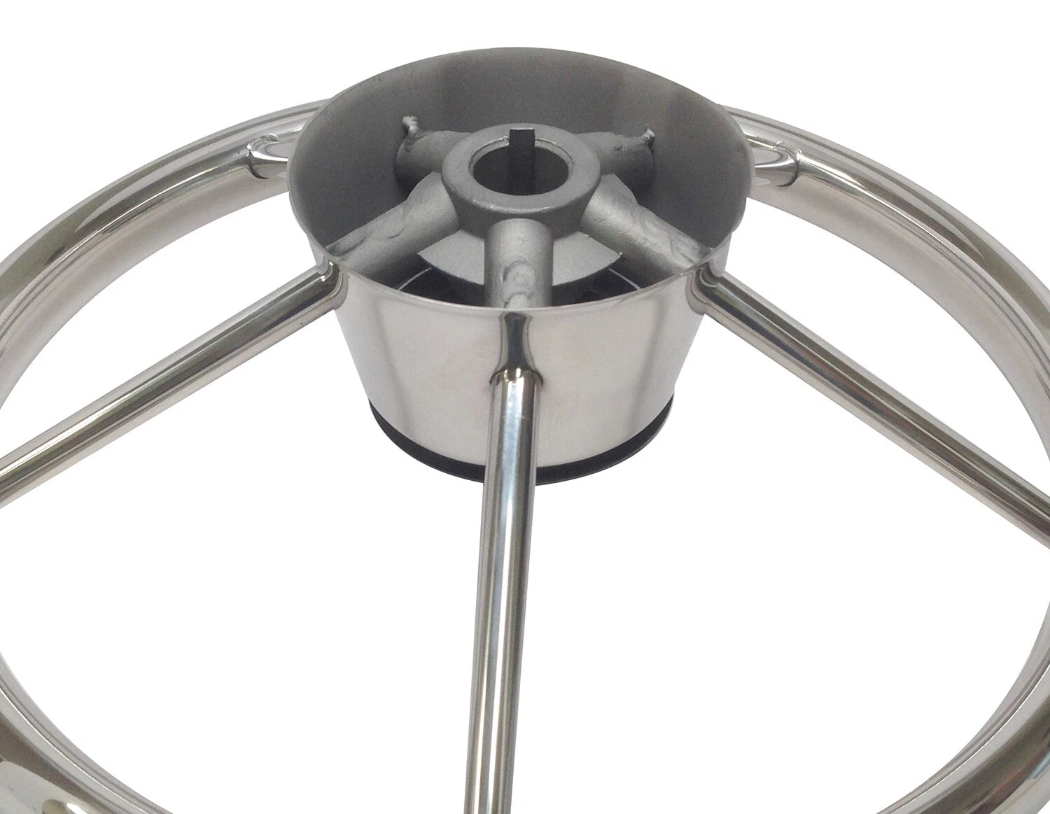 M-FLEX 15-1/2" marine-grade stainless steel steering wheel with polished finish. Designed for boats and yachts, it offers excellent corrosion resistance, ergonomic grip, and reliable steering performance in harsh marine environments.