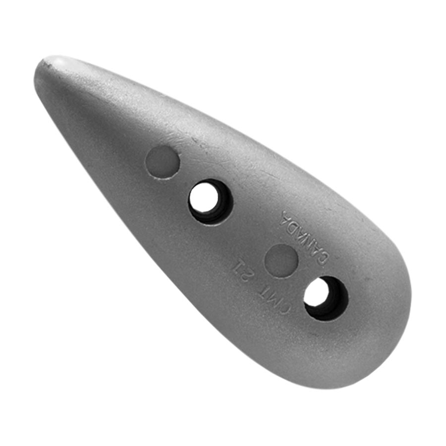 MARTYR CMT20 zinc hull anode designed for corrosion protection of steel and aluminum hulls. Features metric bolt holes for easy mounting. Manufactured with high-quality zinc alloy to prevent galvanic corrosion in harsh marine environments. Suitable for commercial and recreational vessels.