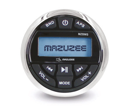 MAZUZEE 200W Bluetooth Marine Stereo with waterproof design, front-facing controls, and support for Bluetooth, USB, AUX, and AM/FM radio. Ideal for marine and outdoor use, providing reliable, high-quality sound on boats, watercraft, ATVs, and more.

