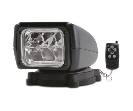 MAZUZEE 350° Osram LED Searchlight MZLSL1W with 245,000 candle power output, featuring powerful Osram LEDs, durable marine-grade housing, and smooth rotation for optimal visibility on boats and yachts. Available in Rimal Marine.