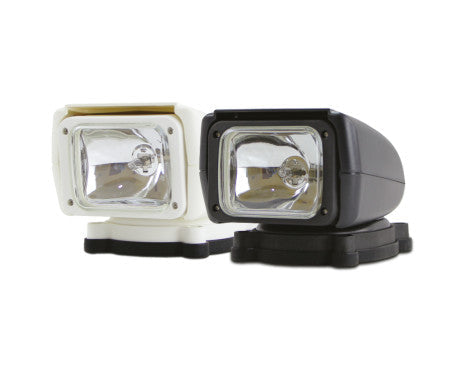 MAZUZEE 360° H3 Halogen Searchlight MZHSL2 with 41,000 candle power output, designed for marine use with full rotation capability, high visibility, and rugged construction for dependable performance. Available in Rimal Marine.