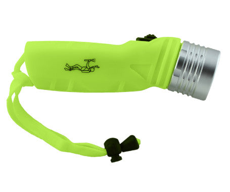 MAZUZEE 3W Super White LED Diving Torch MZDT02 with aluminum head, waterproof design, and bright LED for reliable underwater illumination during dives and marine activities. Available in Rimal Marine.