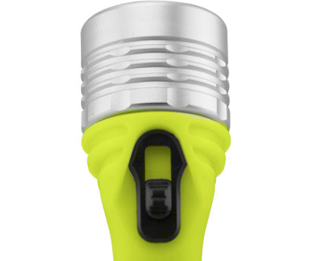 MAZUZEE 3W Super White LED Diving Torch MZDT02 with aluminum head, waterproof design, and bright LED for reliable underwater illumination during dives and marine activities. Available in Rimal Marine.