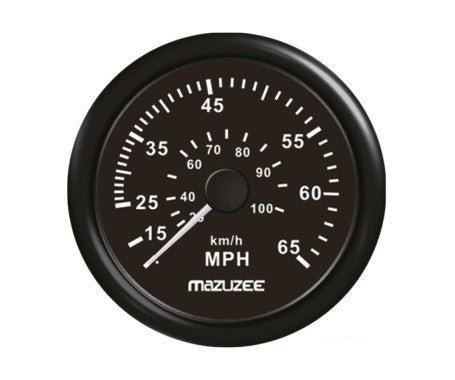 MAZUZEE Marine Speedometer – 65 MPH Black/White | Waterproof Gauge ...