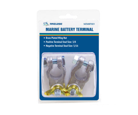 MAZUZEE Marine Battery Wing Nut Terminals MZMBT001 – reliable wing nut terminals for marine and automotive batteries. Offers corrosion resistance, secure connection, and easy installation for long-lasting performance in harsh conditions. Available at Rimal Marine.