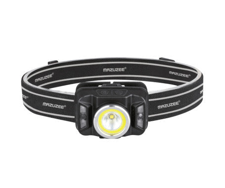 MAZUZEE Rechargeable LED Sensor Head Lamp MZHLR-03 – hands-free lighting with motion sensor, USB recharge, adjustable headband, and waterproof build. Perfect for marine applications, night work, and outdoor use. Available at Rimal Marine.