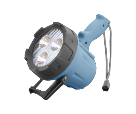 MAZUZEE Rechargeable Spotlight MZRCS-01, a portable, high-lumen spotlight with rechargeable battery, designed for marine and outdoor applications with rugged, weather-resistant housing. Available in Rimal Marine.