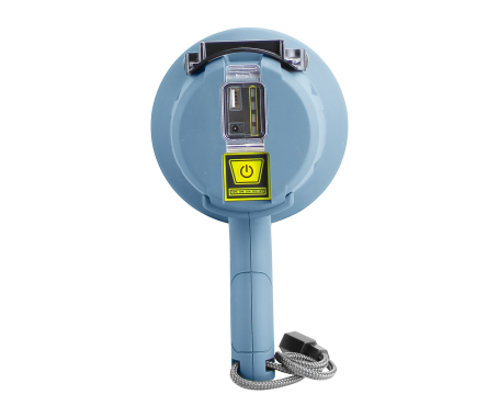 MAZUZEE Rechargeable Spotlight MZRCS-01, a portable, high-lumen spotlight with rechargeable battery, designed for marine and outdoor applications with rugged, weather-resistant housing. Available in Rimal Marine.