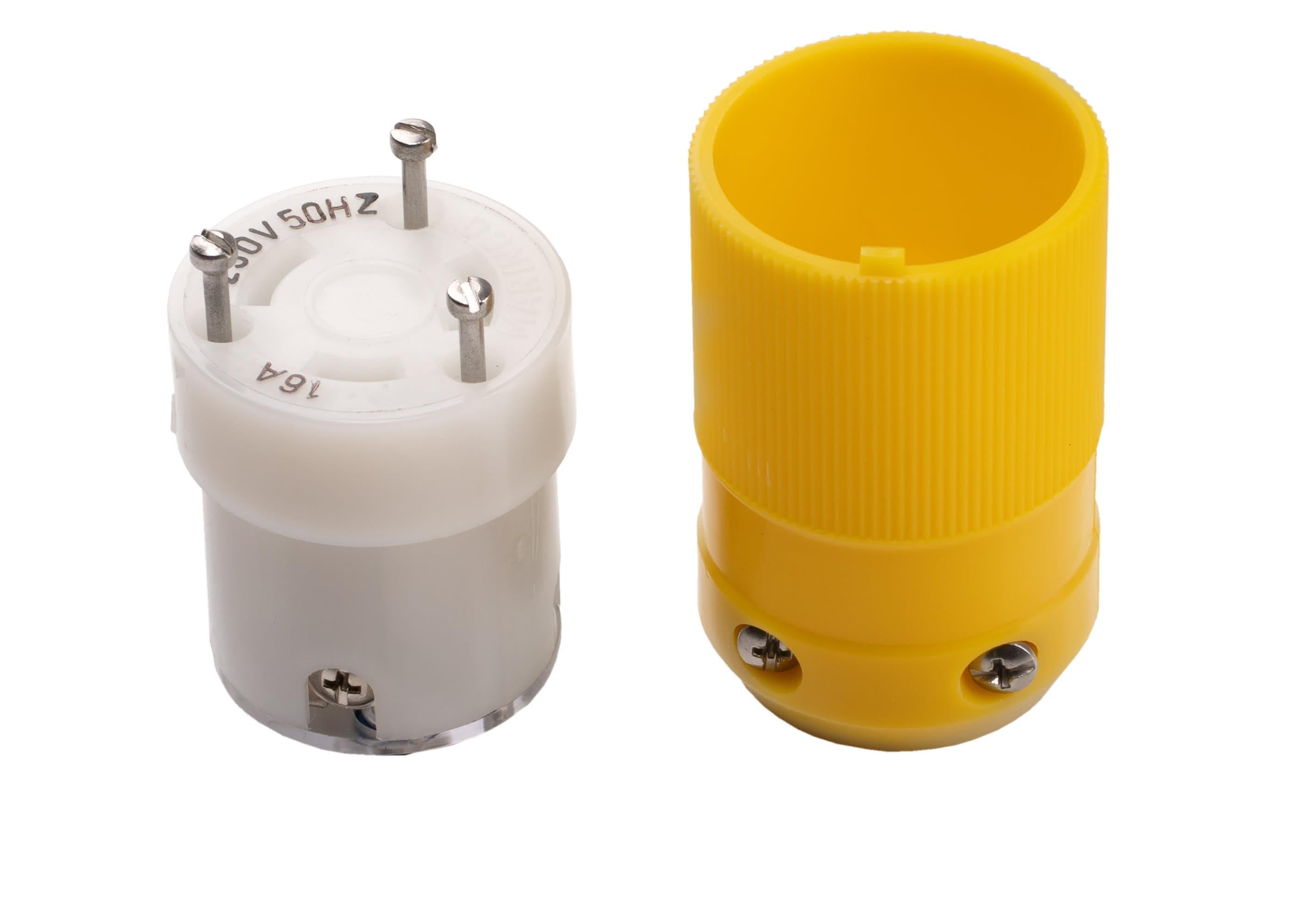 Marinco female shore power connector rated 16A at 230V 50 Hz. Marine-grade design built to resist corrosion and weather. Used to safely connect shore power for boats and yachts, ensuring reliable electrical performance in harsh marine environments.

