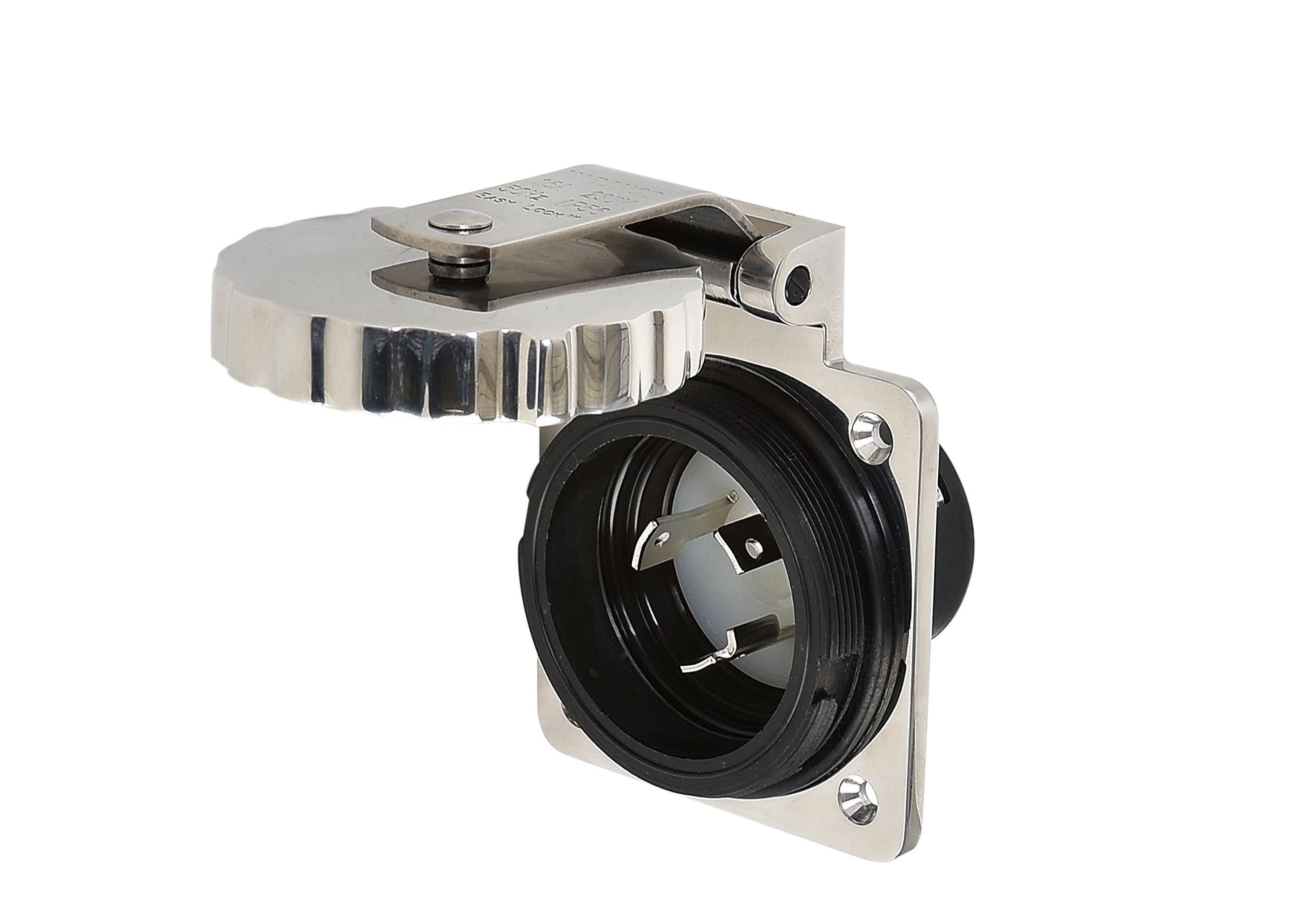 Marinco stainless steel shore power inlet rated 16A 230 V 50 Hz. Marine-grade corrosion-resistant housing ensures weatherproof and reliable power connection for boats and yachts. Ideal for harsh maritime environments needing durable inlet solutions.

