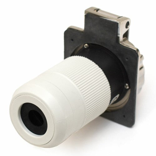 Marinco 6371EL-BX marine-grade shore power inlet, 32A 230V 50Hz, with a robust stainless steel housing. Designed for boats and marine vessels requiring a durable, corrosion-resistant power inlet for safe and weatherproof shore power connections.