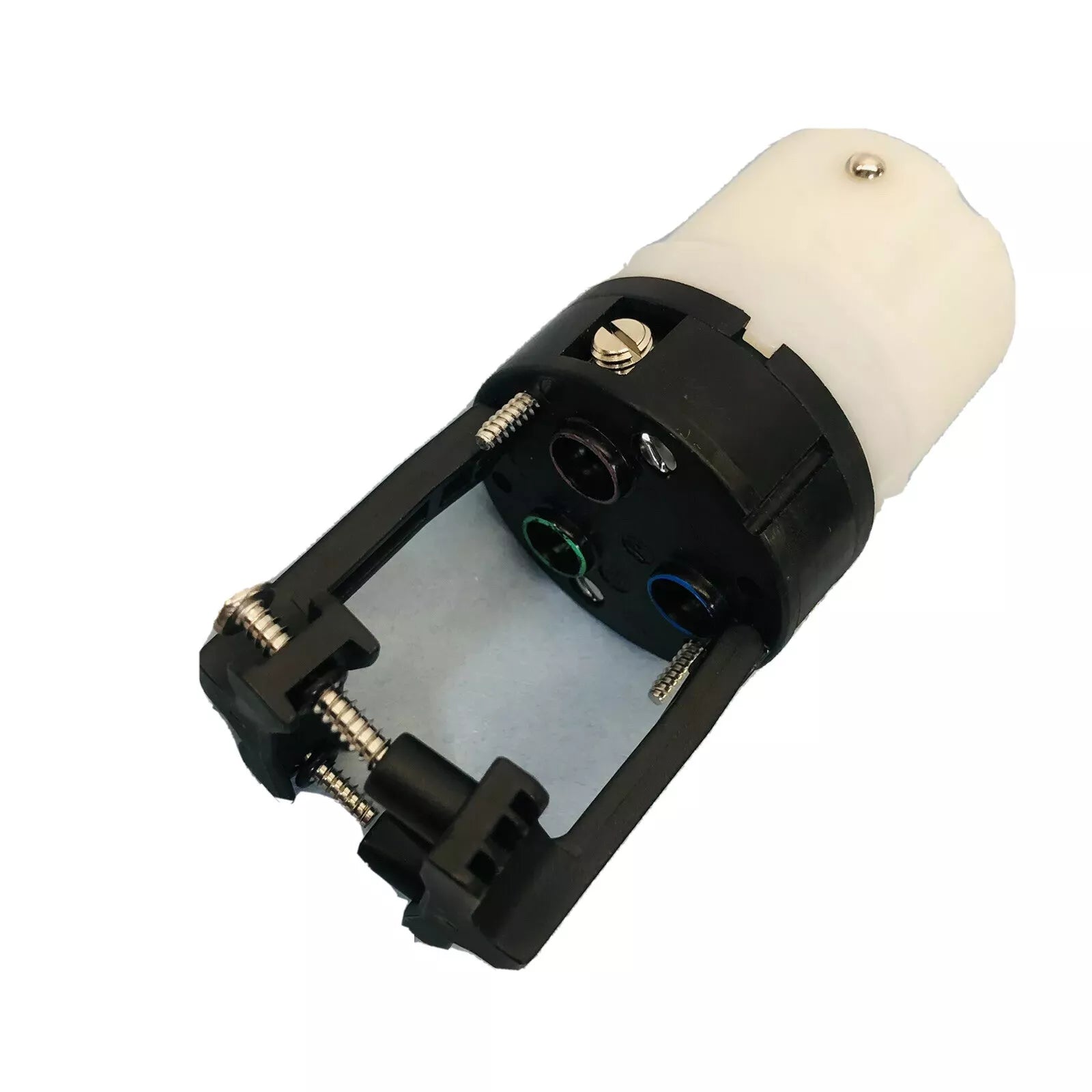 Marinco 6401CRCX female shore power connector with 3-wire 1-phase configuration, rated at 63A and 230V. Designed with corrosion-resistant housing and locking collar for secure marine power connection. Suitable for boats, yachts, and marine electrical systems.