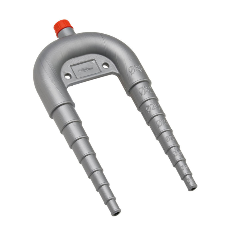 Marine vented loop for liquid-cooled engine exhaust systems, compatible with Ø13 mm to Ø38 mm hoses. Features internal valve to prevent water siphoning. Durable, corrosion-resistant plastic design ideal for wet exhaust and raw water cooling lines on boats.


