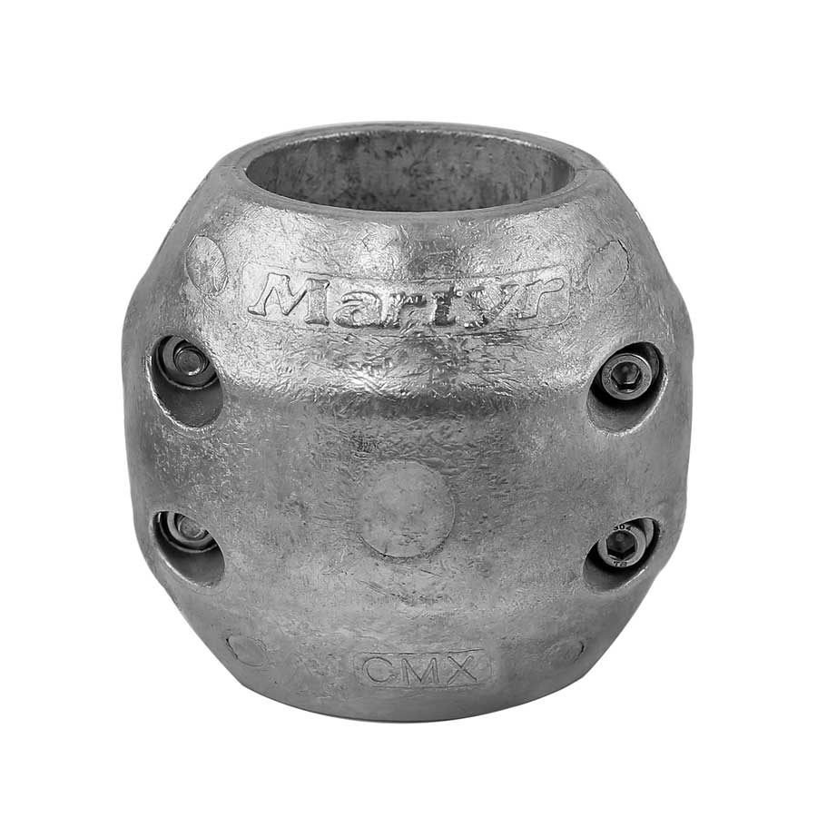 Martyr streamlined shaft ring anode in imperial sizing for corrosion protection of boat propeller shafts. Made from high-quality zinc for reliable performance in saltwater. Hydrodynamic design reduces drag. Perfect for yachts, workboats, and other marine vessels requiring shaft protection.

