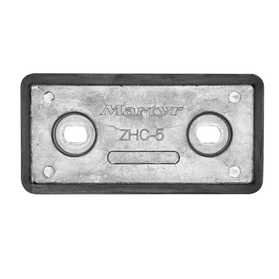 Martyr zinc hull anodes designed for marine corrosion protection with metric bolt holes for secure mounting on steel and aluminum hulls. Manufactured from high-quality zinc alloy for effective galvanic corrosion prevention. Suitable for commercial and recreational boats in harsh saltwater environments.

